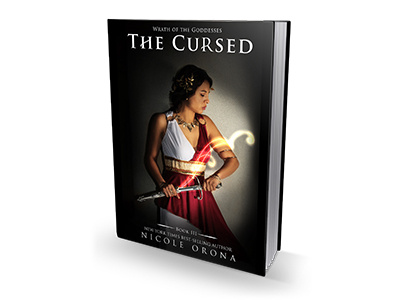 The Cursed-Bookcover Mockup athena book chiaroscuro concept cover dagger dark glow goddess greek photography photoshop