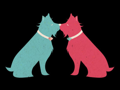 Puppy Love blue cute heart illustration kisses love pink puppy yorkie