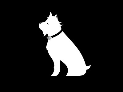 Lone Pup black cute dog grayscale illustration puppy white yorkie