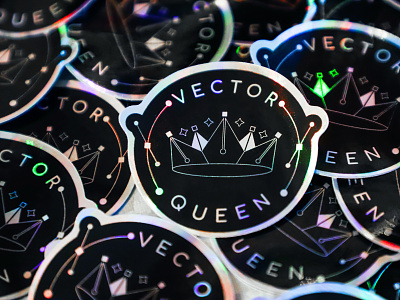 Vector Queen - 2” Die-Cut Holographic Laminated Sticker geometric holographic illustration queen simple sticker vector vinyl