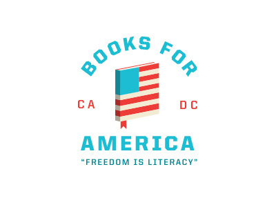 Books for America v.2 america badge blue book bookmark conceptual freedom literacy red studentwork