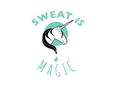 Sweaty Unicorns illustration magic sweat teal tshirtdesign twocolor unicorn whimsical