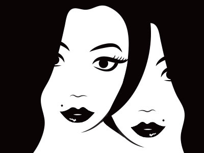 Doppelgänger black digital doppelgänger double eye girls illustration lips practice simple twins