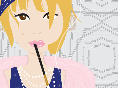 Gatsby Inspired blonde classy flapper gatsby geometric girl illustration pattern pink progress sparkles wip