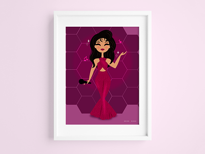 Selena | Como La Flor animation character design colorful illustration minimal portrait simple vector