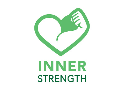 Inner Strength body building green healthy heart icon inner strength logo nutrition simple vector wip