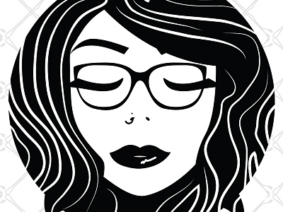 Katie Saved My Hair-Close Up black eyebrows glasses hair illustration lashes portrait