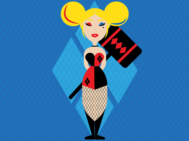 Harley Quinn - Femme Fatale heart weapon pattern character design costume fashion makeup blonde villain suicide squad harley quinn dc comics