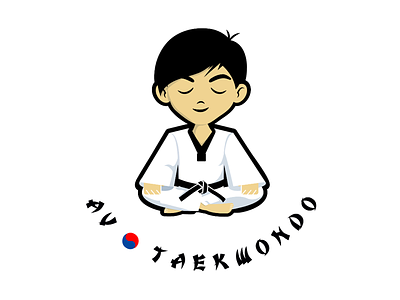 AV Taekwondo Logo Design boy character fitness martial arts meditation taekwondo