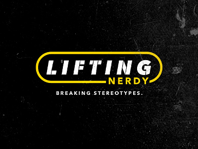 Lifting Nerdy black and yellow branding identity lifting logo logotype nerdy stencil stereotype texture typography vector