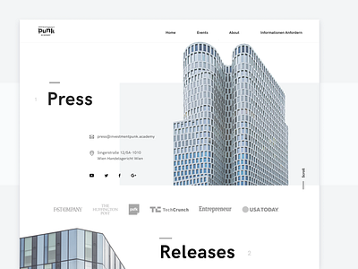 Press Page architecture branding business clean design education finance german golden ratio landing minimal minimalistic scandinavian typography ui ux web webdesign website white