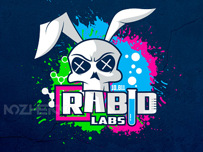Rabbit skull Logotype character chemistry chest design designer drawing emblem illustrator laboratory logo mascot mascot design nozhenko rabbit thebrand ukraine vector