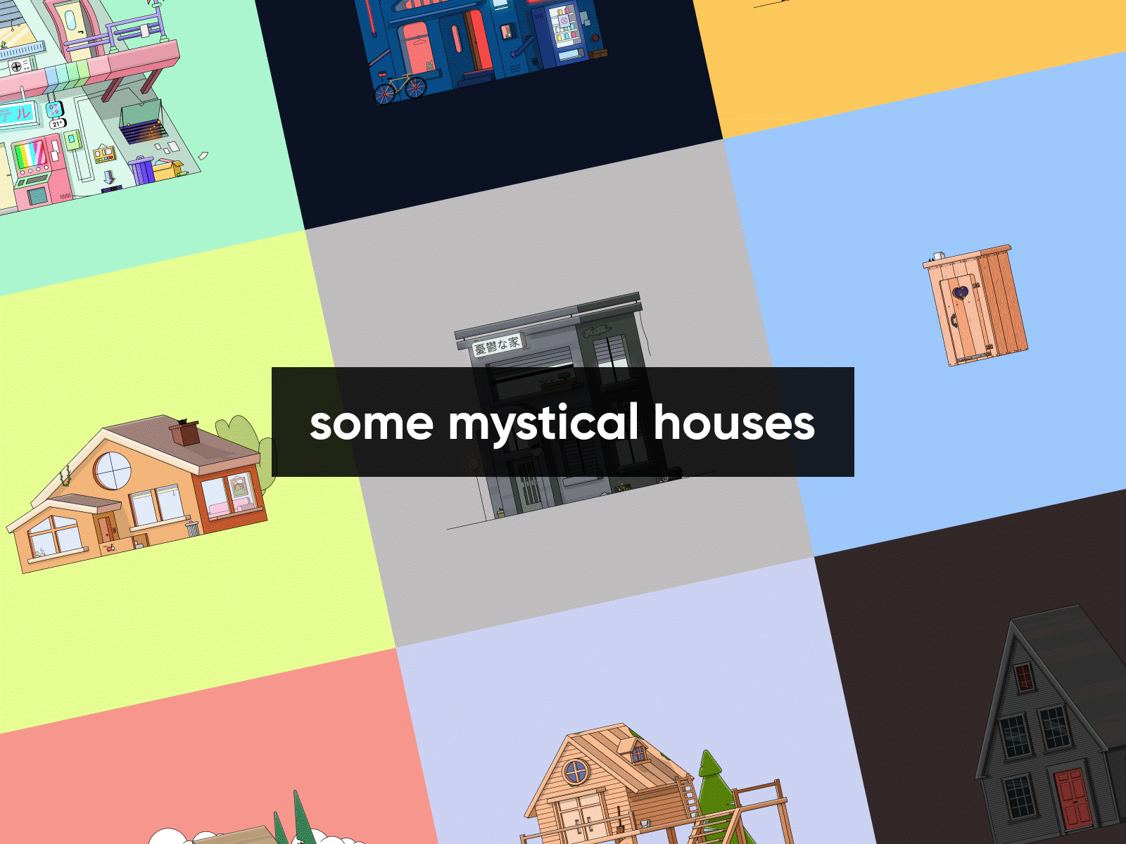 some mystical houses design dribbble houses illustration illustrator japan mystical