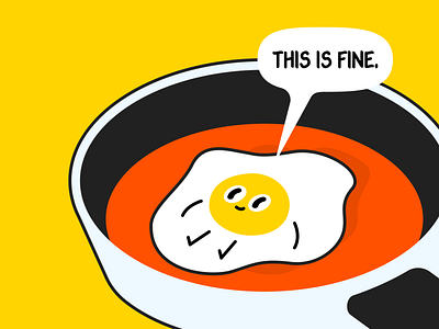 This is fine. character egg fried egg illustration illustrator omelette pan vector