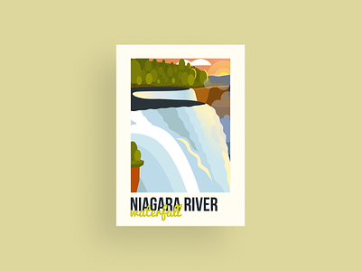 Niagara design dribbble falls illustration illustrator nature nature illustration niagara river sun trees usa vector water waterfall