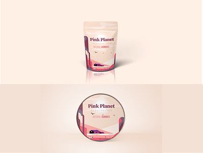 Pink Planet Gummies Packaging Design branding can design gummies natural packagedesign pink pouch vector