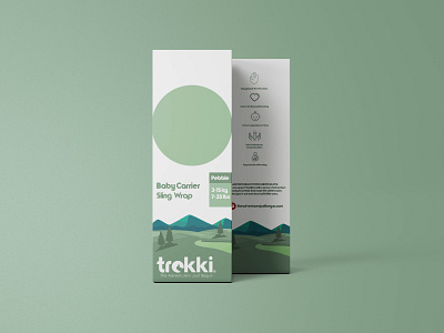 TREKKI Baby Carrier baby box design branding illustration packagedesign