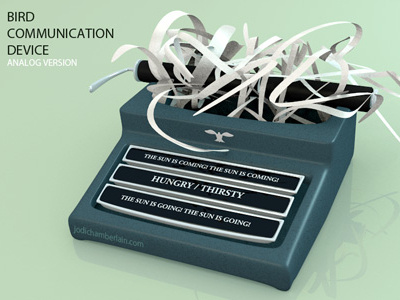 Bird Communication Device: Analog 3d analog bird blender communication typewriter