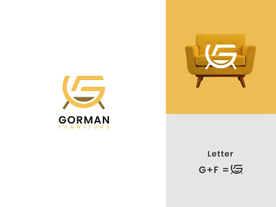 GORMAN Modern Logo 2d brand design brand identity branding colorful concept design flat g and f logo graphic design lettermark logo logo design logotype minimalist modern vector yellow