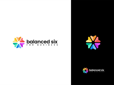 BALANCED SIX 6 logo brand design brand identity branding business logo colorful concept design flat logo logo design logo design branding logo maker mimimal minimalist logo modern product logo six vector website logo design