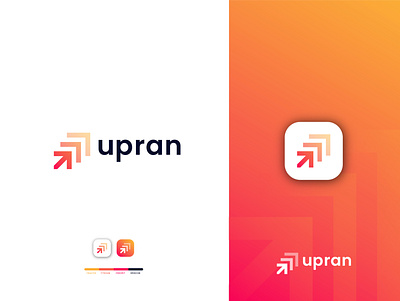 up ran brand identity branding company concept design flat gradient graphic design icon logo logo design logo mark minimal minimalist logo modern top view typography up logo up ran vector