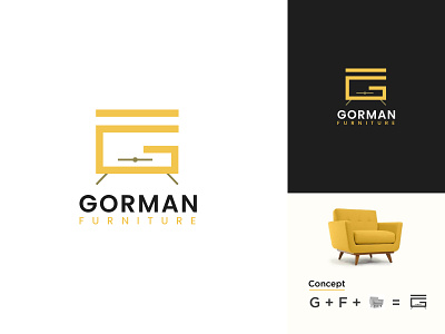 GORMAN Modern Minimal Logo brand design brand identity branding concept design flat letter logo logo logo design logo mark logotyp minimal logo minimalist logo modern logo sofa vector