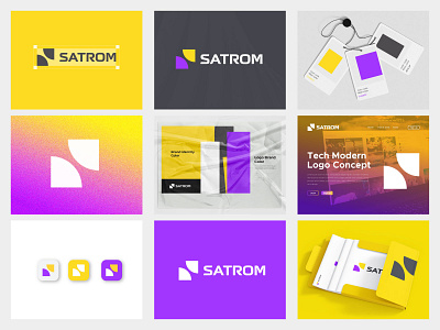 Satrom modern minimalist logo and Branding Design