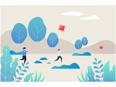 Kite Flying graphic design illustration ux