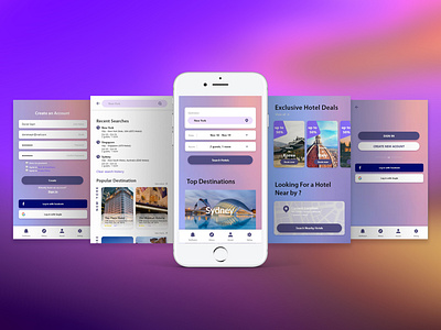 Hotel Booking App app design flat illustration ios mobile ui ux web website