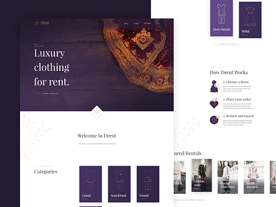 Luxury Clothing Rental Website Design branding clothing design icon indian luxury modern pakistani purple web design website