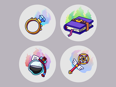 Fantasy Flat Icons (Wizardy) fantasy art flat art game art icon illustration