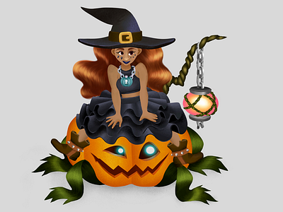 Pumpkin rider concept concept art fantasy illustration witch