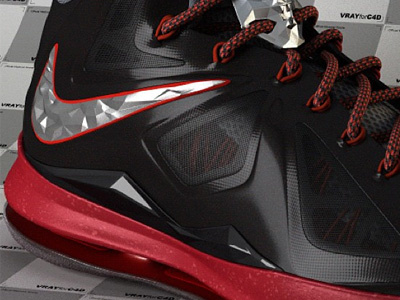 Nike Lebron X black 3d c4d cinema4d flywire lebron modeling nike shoe vray