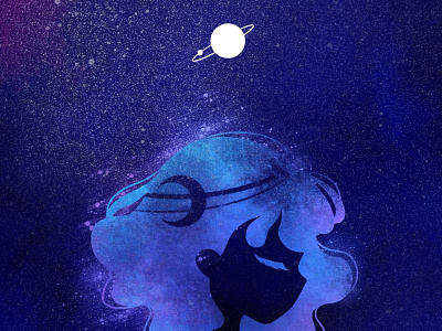 Good night, little planet. dream girl illustration star universe