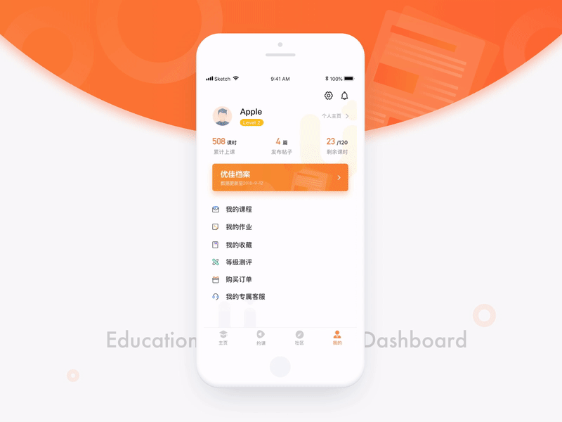 Education Dashboard ae chinese data e learning education dashboard ios k12 eduction mobile app online education principle report ui ui animation