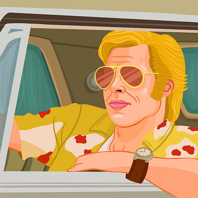 Cliff Booth (Once Upon A Time in Hollywood) advertising animals animals illustrated brad pitt branding caricature celebrity childrens books colorful design digital art editorial editorial illustration food graphic art illustration illustrator logo nicole wilson vector