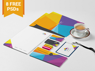 8 Free Stationary Mockups branding business card cd employee card envelop free freebie letterhead mock up mockup paper stationery
