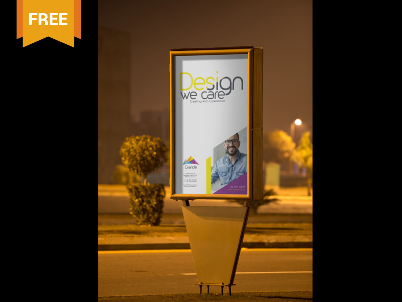 Free Outdoor Roadside Poster PSD Mockup free freebie mockup mockups mock up mock-up advertising ad outdoor billboard marketing poster