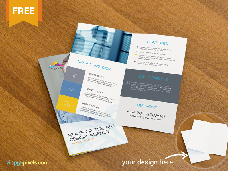 Free PSD Mockup of Two Bifold Flyers free freebie mockup mockups mock up mock-up flyer psd print