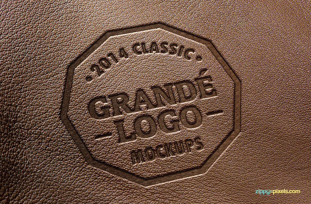 Free logo mockup leather surface