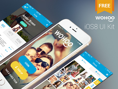 Wohoo - Free iOS8 UI Kit free freebie gui ios ios8 iphone mobile psd ui ui kit vector