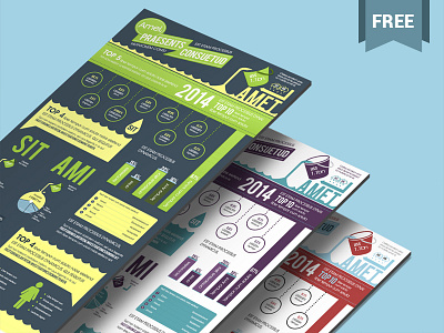 Free Infographics PSD Template in Aqua Theme - 3 Color Options charts elements free freebie infographic psd stats template vector