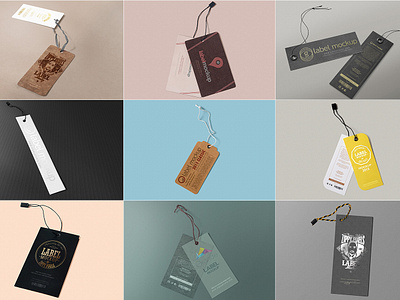 Glossy Hang Tag Label Mockup on Yellow Images Object Mockups