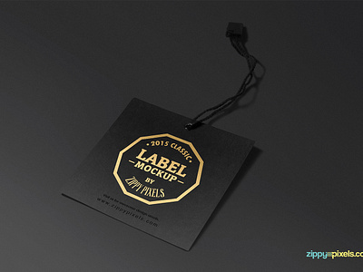 Glossy Hang Tag Label Mockup on Yellow Images Object Mockups