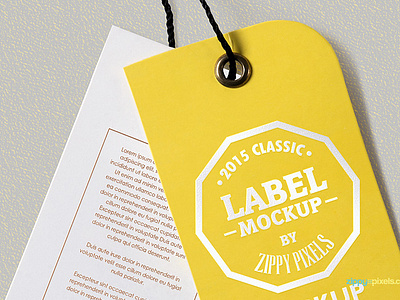 Glossy Hang Tag Label Mockup on Yellow Images Object Mockups