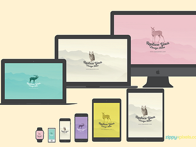 Download 24 Free Flat Vector Mockups Of All Apple Devices By Zippypixels On Dribbble