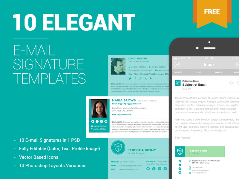 Download 10 Free Email Signature Templates By Zippypixels On Dribbble