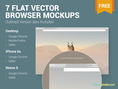 7 Free Web & Mobile Browser Mockups app design browser free freebie google chrome mockup mozilla firefox psd safari uiux design vector web design