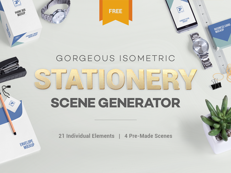 Download Free Isometric Stationery Mockup Scene Generator by ZippyPixels on Dribbble
