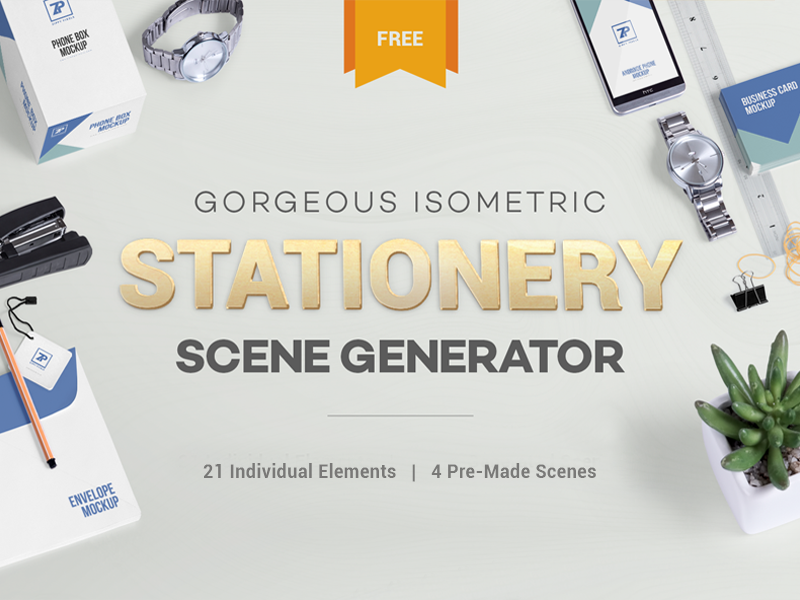 Download Free Isometric Stationery Mockup Scene Generator by ...